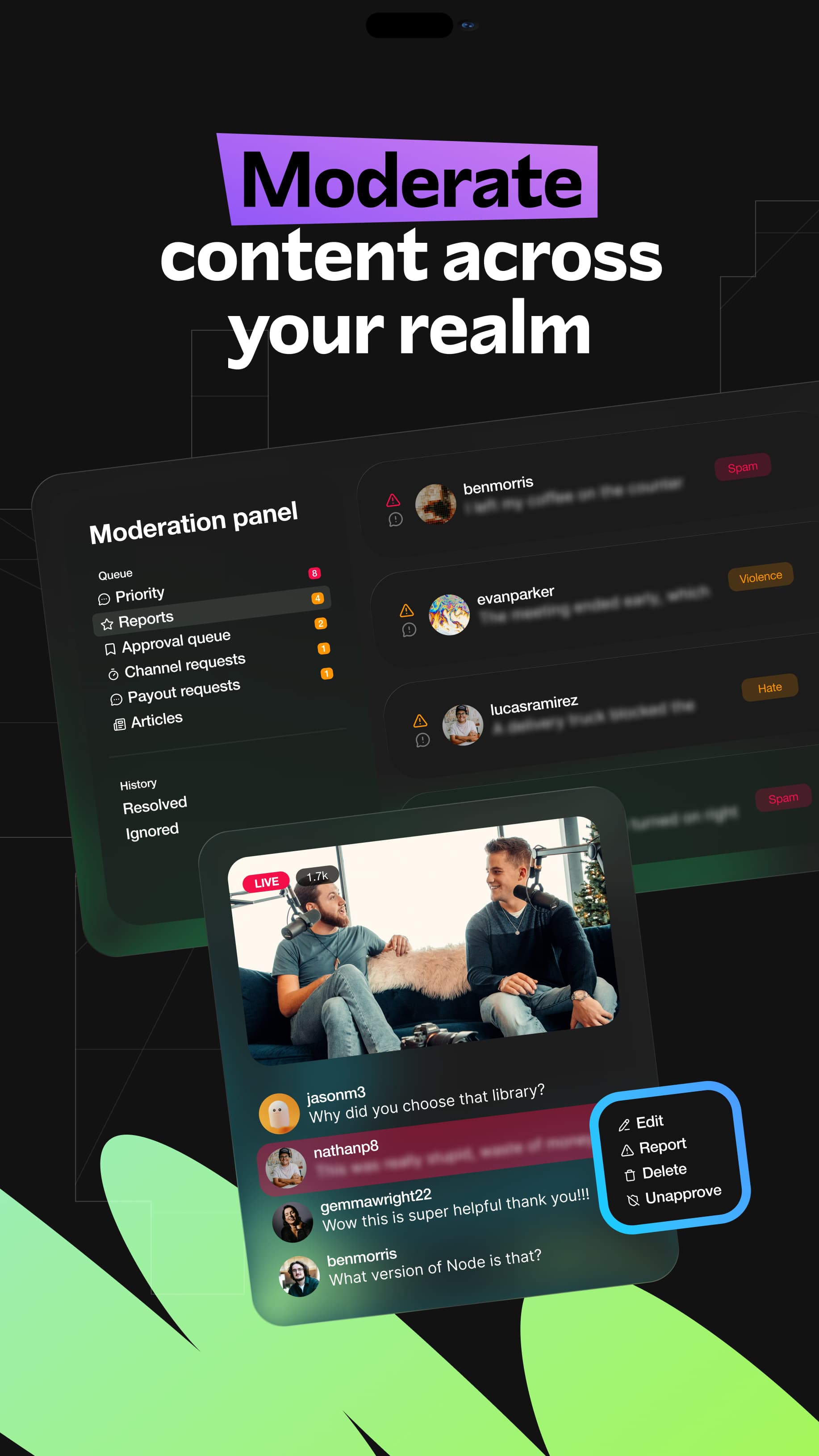 Moderation mobile